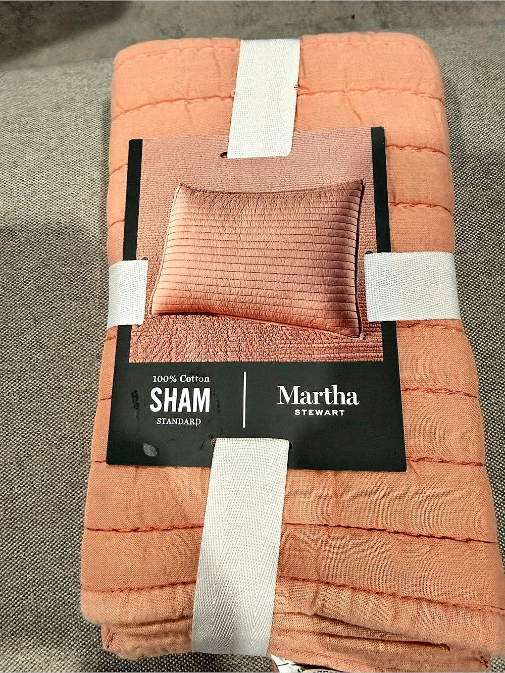 Martha Stewart Washed Rice Stitch Standard Sham Orange Standard Sham NWT